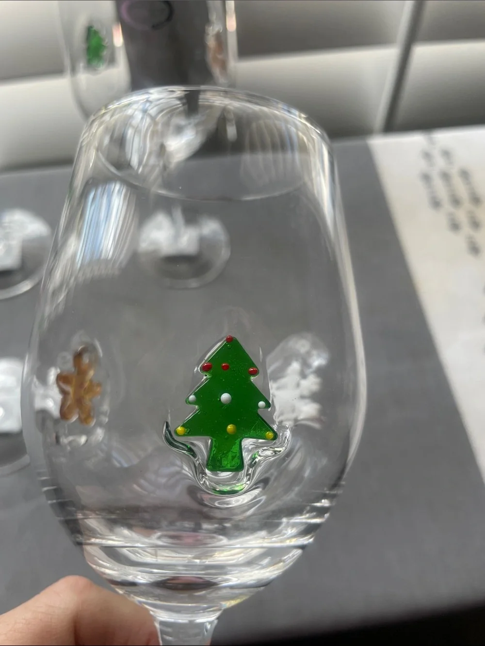 Abbott Holiday Clear Stemmed Wine Glasses with Festive Charms Set of Four (4)
